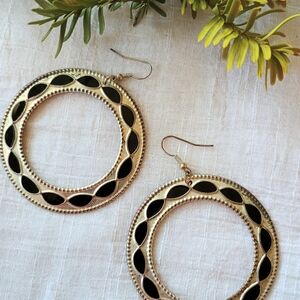 🎩 WHIMSY GOTH 🎩 large silver tone and faux enamel hoop earrings